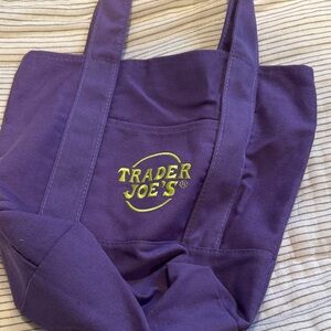 Trader Joe's Purple Canvas Tote with Yellow Logo